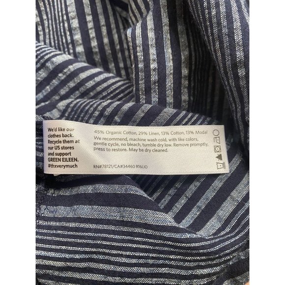 Eileen Fisher XL Organic Cotton Linen Modal Blend Blue Striped Tank Top EUC 9204 - Picture 8 of 8